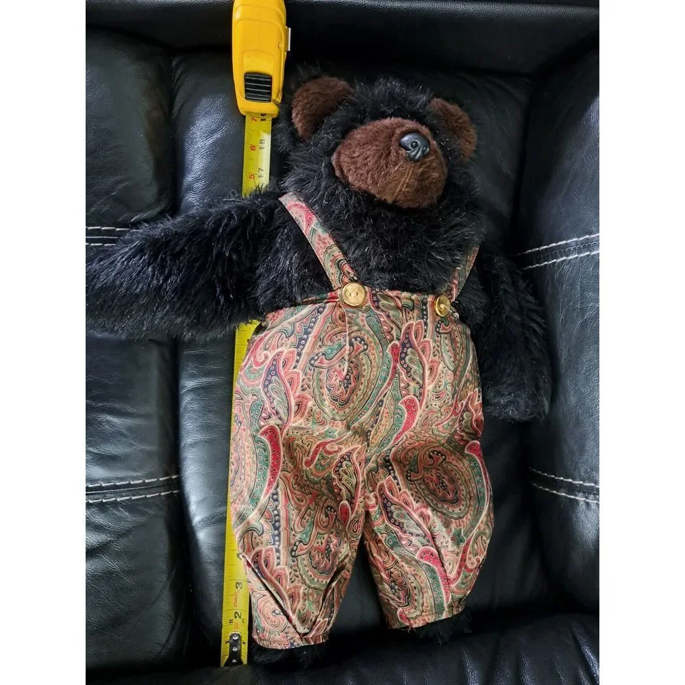 Vintage 1950s‎ Plush Black Teddy Bear Musical Wind Up Still Works. Rare, Antique